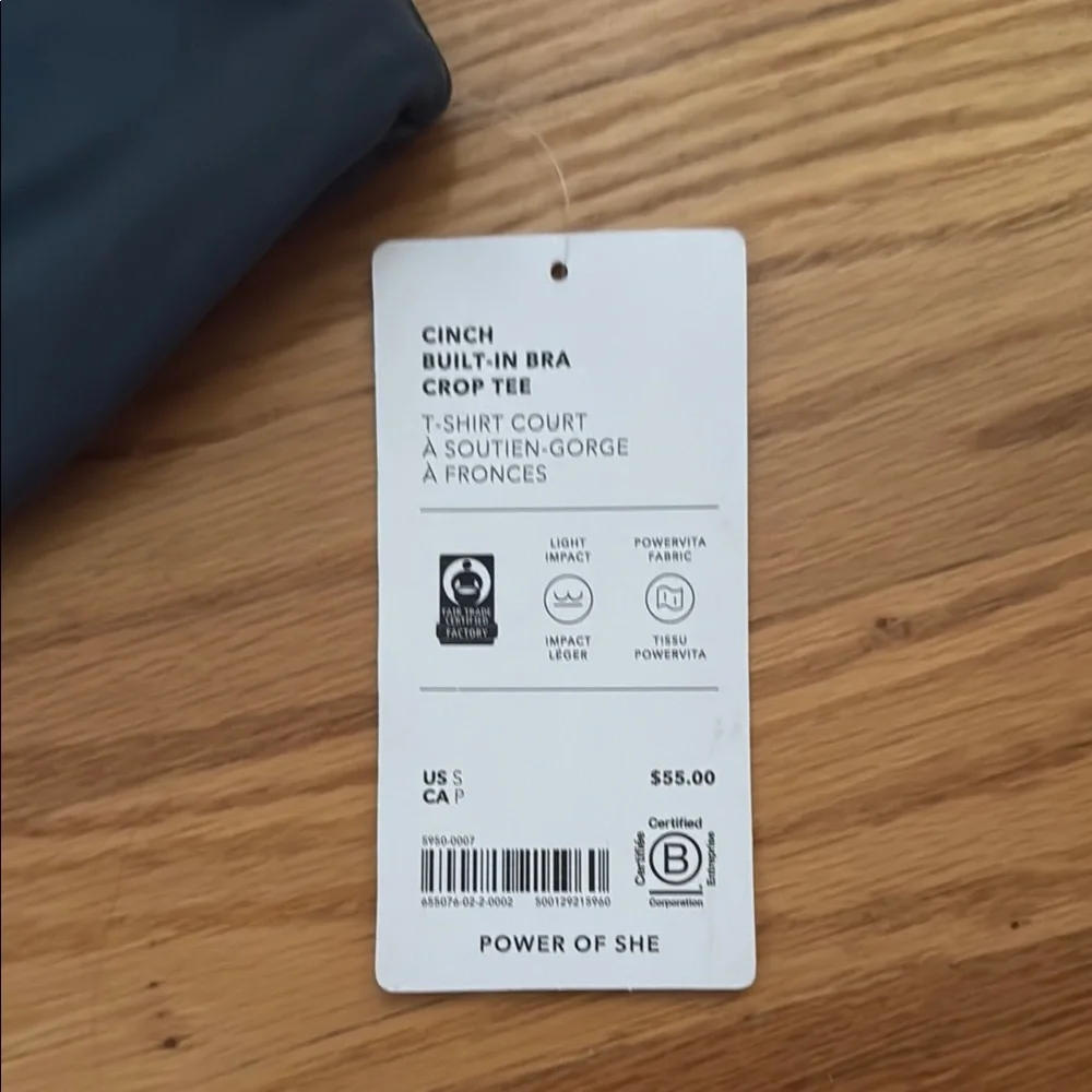 Athleta Cinch Built-In Bra Crop Top